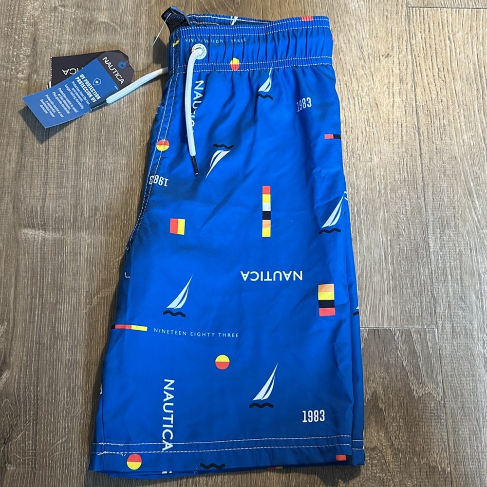 NWT Nautica Boys Swim Trunks – Size S (8) – Soft Liner, Blue Sailboat Print - Picture 4 of 7
